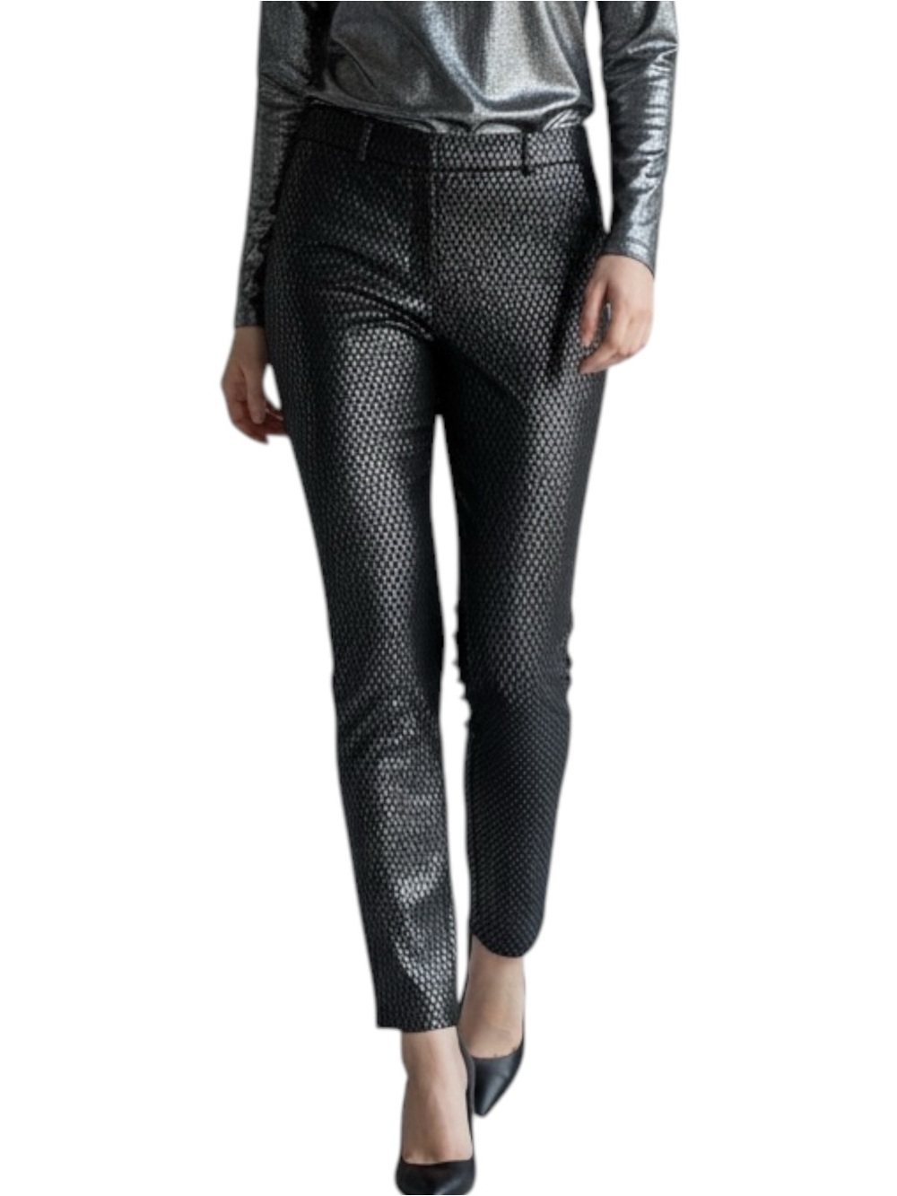 BHWM Metallic Black Silver Slim Ankle Pant NWT Size 4 Maximalist WhimsiGoth